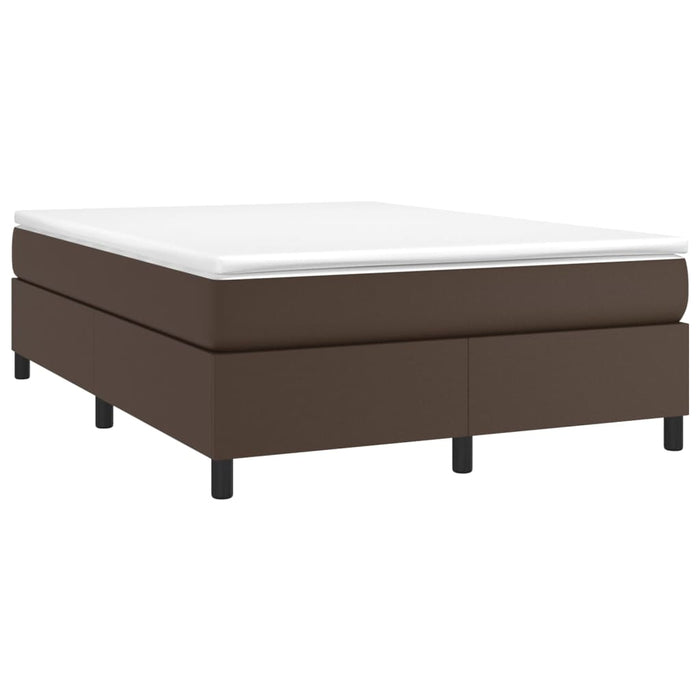 Cadru de pat cu arcuri, maro, 140x190 cm, piele ecologică WALTI