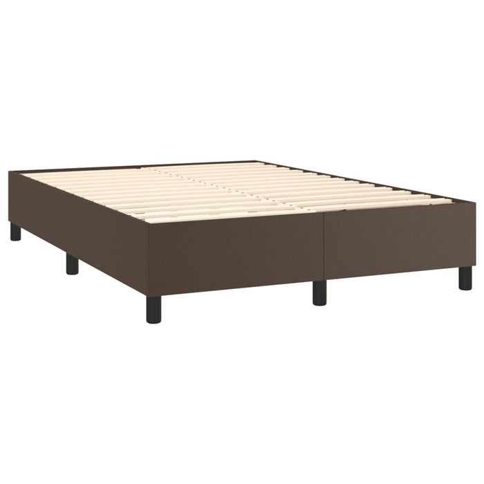 Cadru de pat cu arcuri, maro, 140x190 cm, piele ecologică WALTI