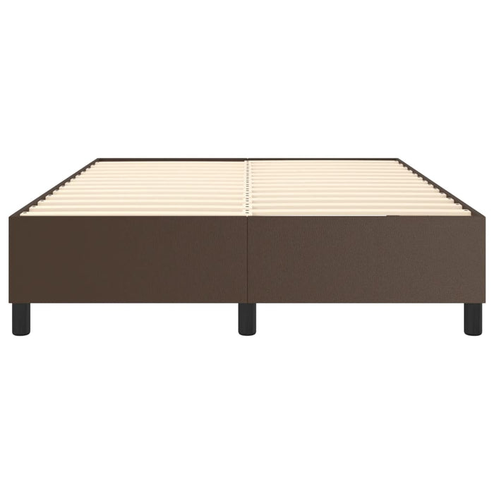 Cadru de pat cu arcuri, maro, 140x190 cm, piele ecologică WALTI