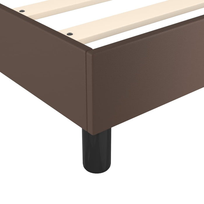 Cadru de pat cu arcuri, maro, 140x190 cm, piele ecologică WALTI