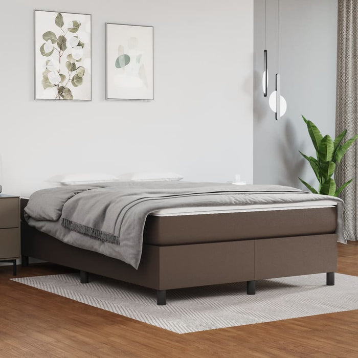 Cadru de pat cu arcuri, maro, 140x190 cm, piele ecologică WALTI