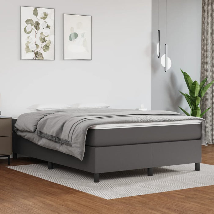 Cadru de pat cu arcuri, gri, 140x190 cm, piele ecologică WALTI