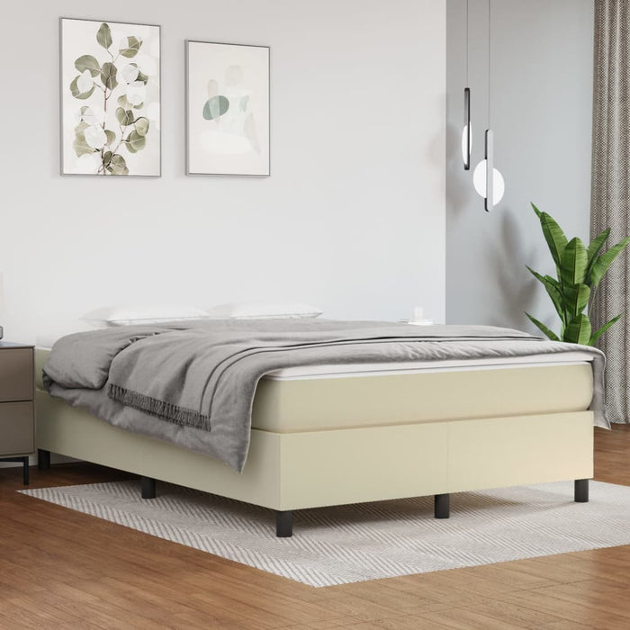 Cadru de pat cu arcuri, crem, 140x200 cm, piele ecologică WALTI