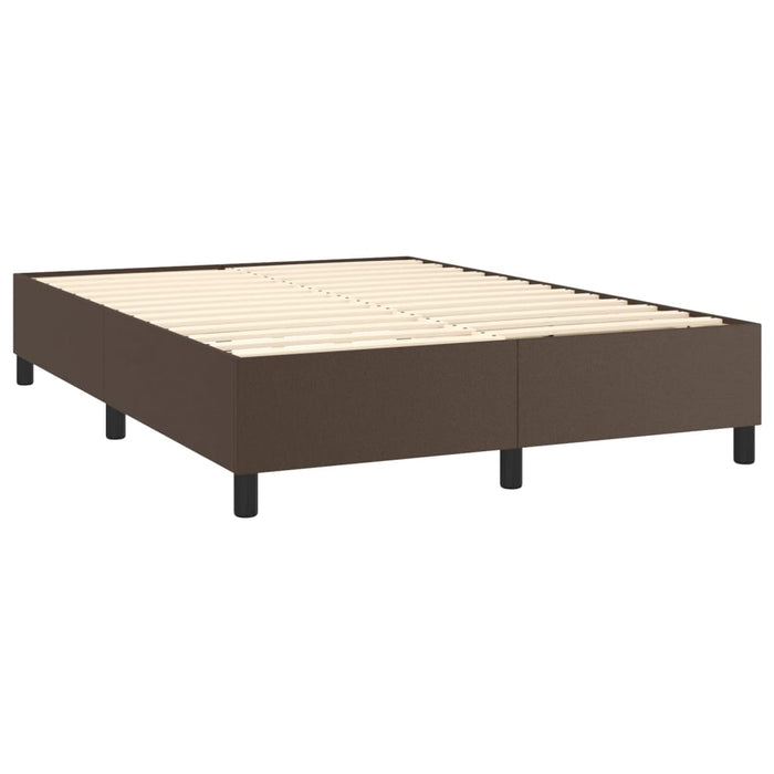 Cadru de pat cu arcuri, maro, 140x200 cm, piele ecologică WALTI