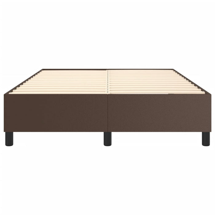 Cadru de pat cu arcuri, maro, 140x200 cm, piele ecologică WALTI