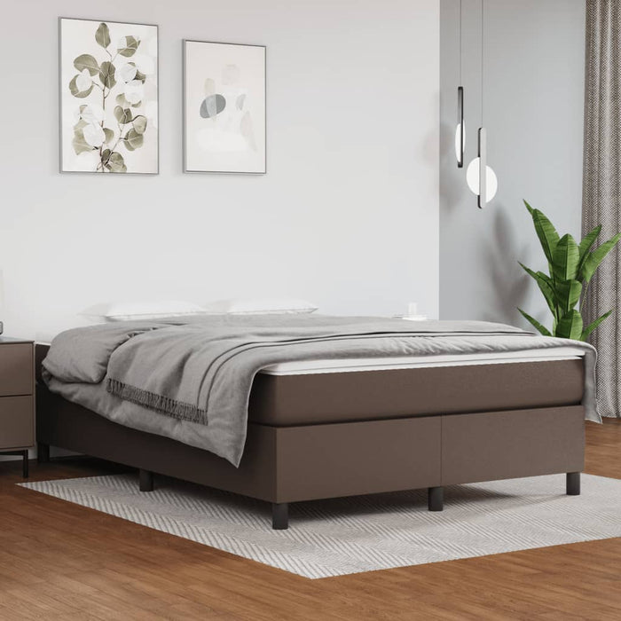 Cadru de pat cu arcuri, maro, 140x200 cm, piele ecologică WALTI