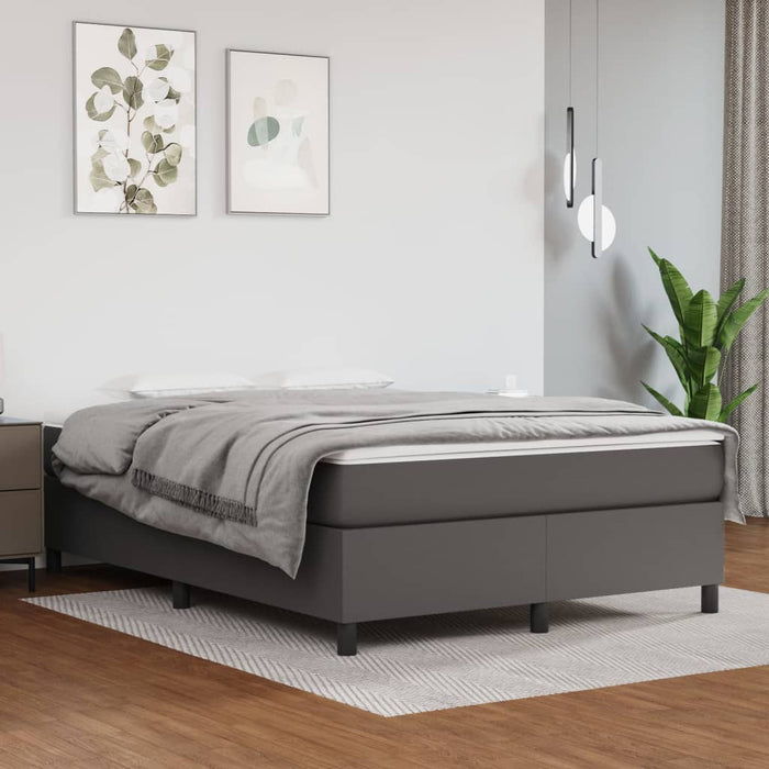 Cadru de pat cu arcuri, gri, 140x200 cm, piele ecologică WALTI