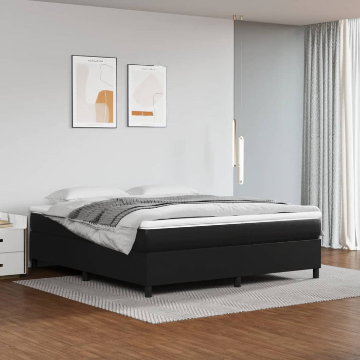 Cadru de pat cu arcuri, negru, 160x200 cm, piele ecologică WALTI