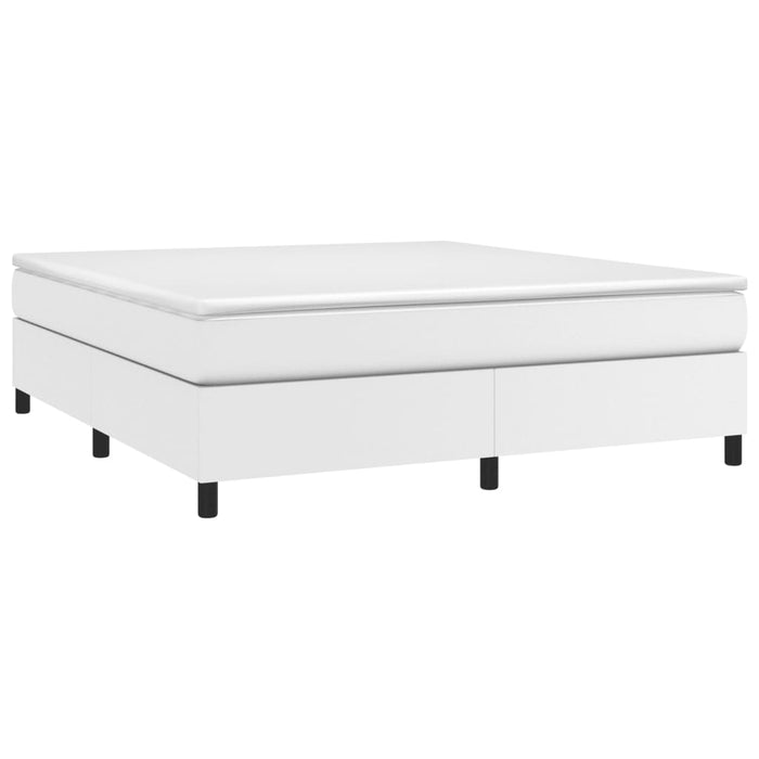 Cadru de pat cu arcuri, alb, 160x200 cm, piele ecologică WALTI
