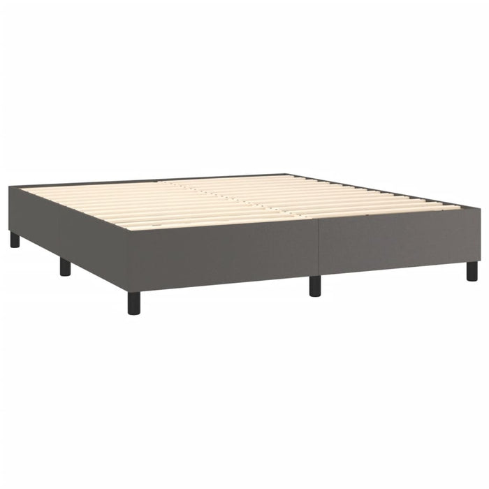 Cadru de pat cu arcuri, gri, 180x200 cm, piele ecologică WALTI