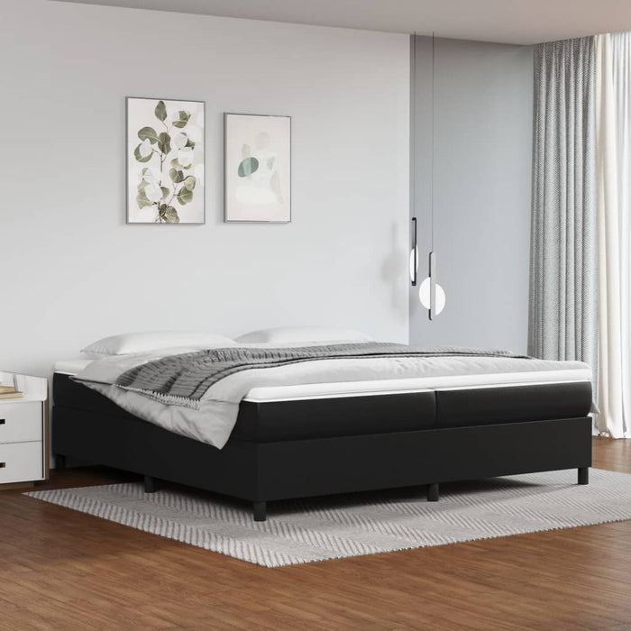 Cadru de pat cu arcuri, negru, 200x200 cm, piele ecologică WALTI