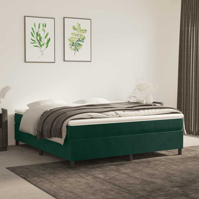 Cadru de pat cu arcuri, verde închis, 160x200 cm, catifea WALTI
