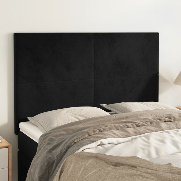 Tăblie de pat neagră 144x5x118/128 cm catifea WALTI
