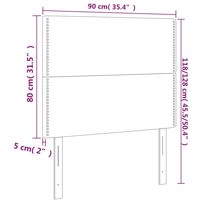 Tăblii de pat, 2 buc, gri închis, 90x5x78/88 cm, textil - WALTI WALTI