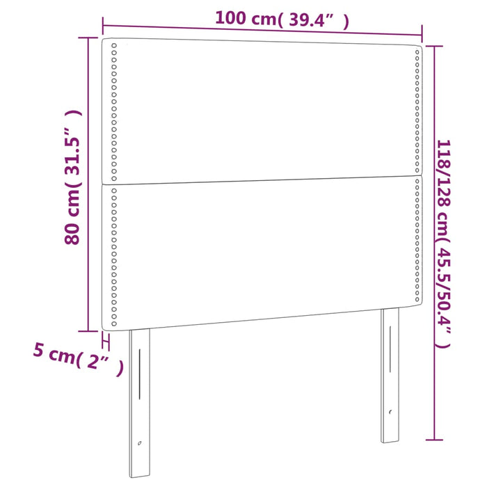 Tăblii de pat, 2 buc, gri închis, 100x5x78/88 cm, textil - WALTI WALTI