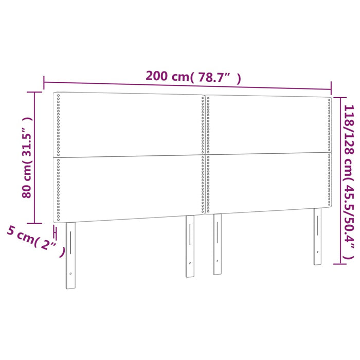 Tăblii de pat, 4 buc, gri închis, 100x5x78/88 cm, textil - WALTI WALTI