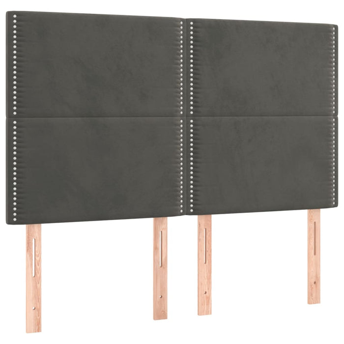 Tăblie de pat gri închis 144x5x118/128 cm catifea WALTI