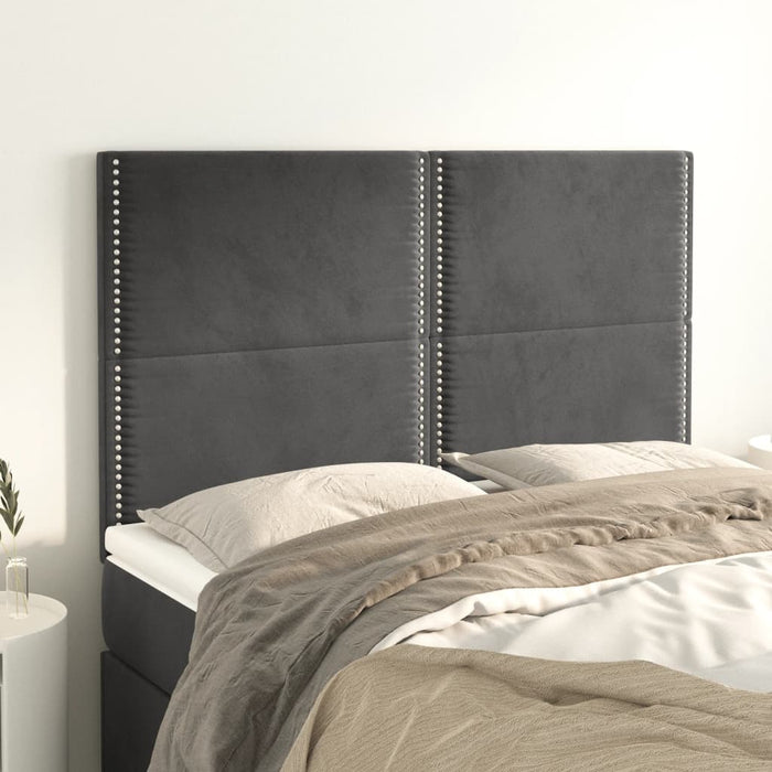 Tăblie de pat gri închis 144x5x118/128 cm catifea WALTI