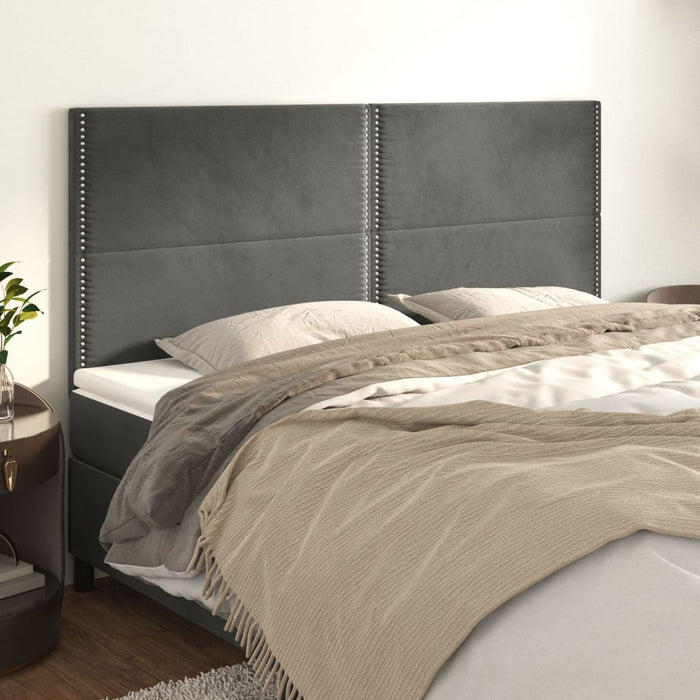 Tăblie de pat gri închis 200x5x118/128 cm catifea WALTI