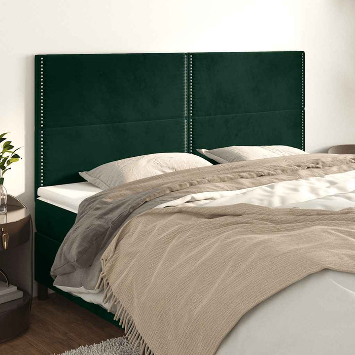 Tăblie de pat verde închis 200x5x118/128 cm catifea WALTI