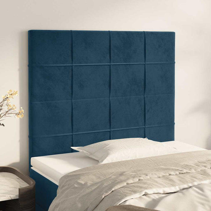 Tăblie de pat albastru închis 100x5x118/128 cm catifea WALTI