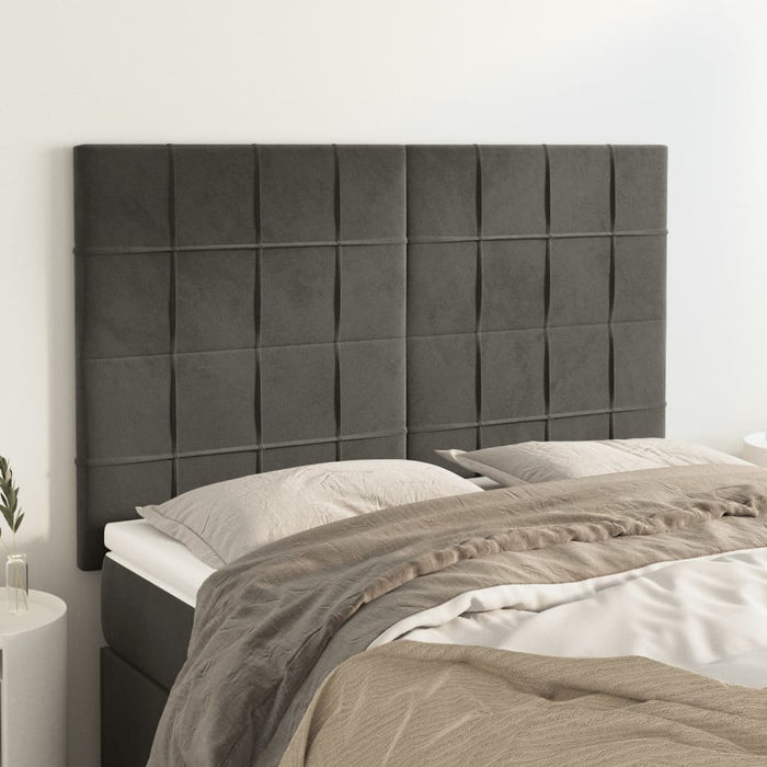 Tăblie de pat gri închis 144x5x118/128 cm catifea WALTI
