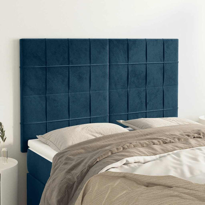 Tăblie de pat albastru închis 144x5x118/128 cm catifea WALTI