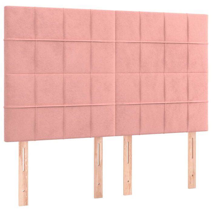 Tăblie de pat roz 144x5x118/128 cm catifea WALTI