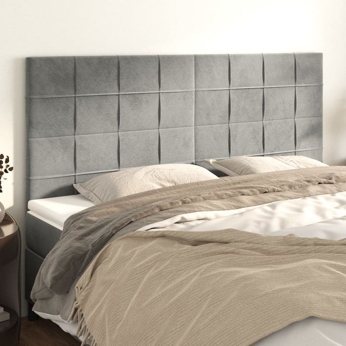 Tăblie de pat gri deschis 160x5x118/128 cm catifea WALTI