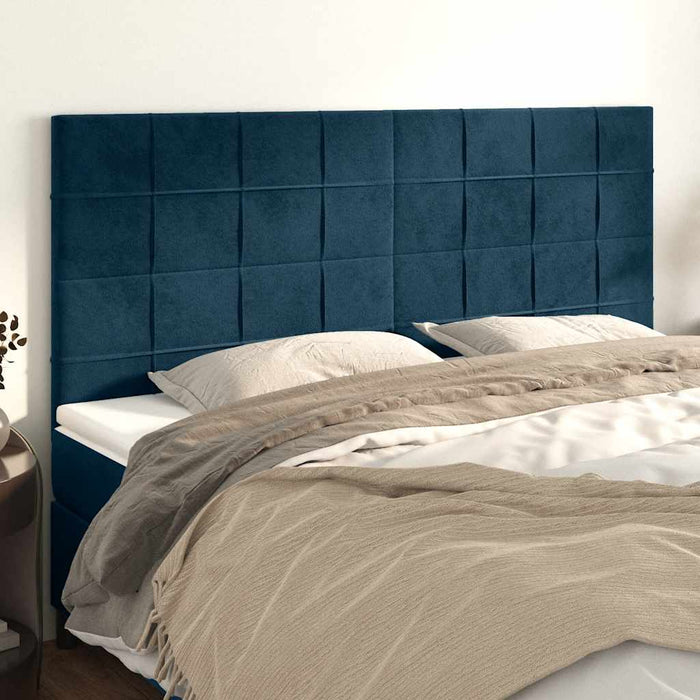 Tăblie de pat albastru închis 160x5x118/128 cm catifea WALTI