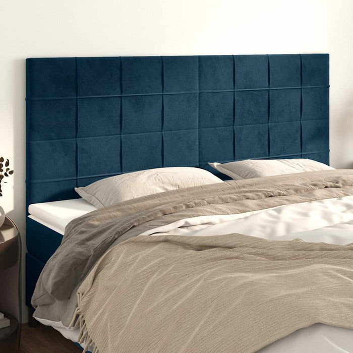 Tăblie de pat albastru închis 200x5x118/128 cm catifea WALTI