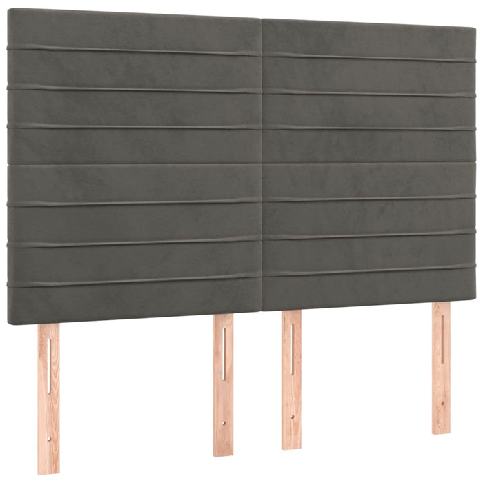 Tăblie de pat gri închis 144x5x118/128 cm catifea WALTI