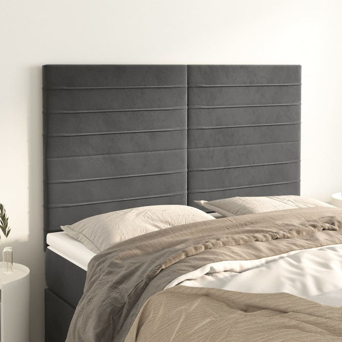 Tăblie de pat gri închis 144x5x118/128 cm catifea WALTI