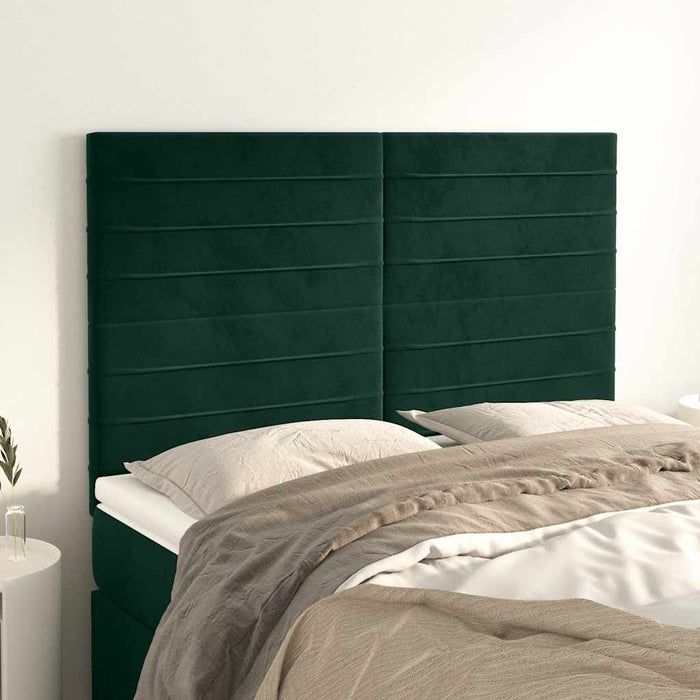 Tăblie de pat verde închis 144x5x118/128 cm catifea WALTI