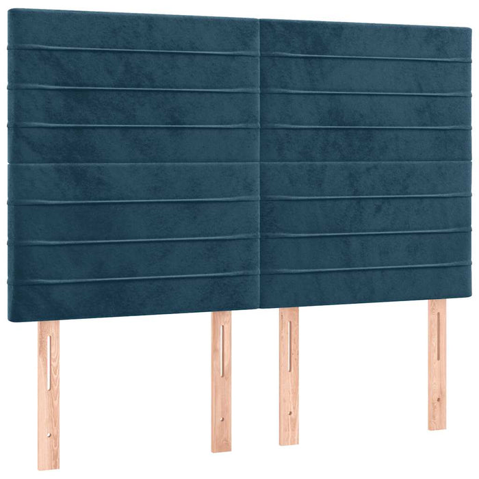 Tăblie de pat albastru închis 144x5x118/128 cm catifea - WALTI WALTI