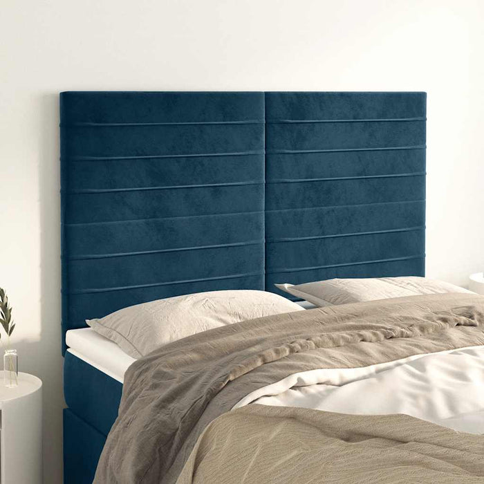 Tăblie de pat albastru închis 144x5x118/128 cm catifea - WALTI WALTI