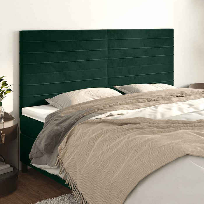 Tăblie de pat verde închis 160x5x118/128 cm catifea WALTI