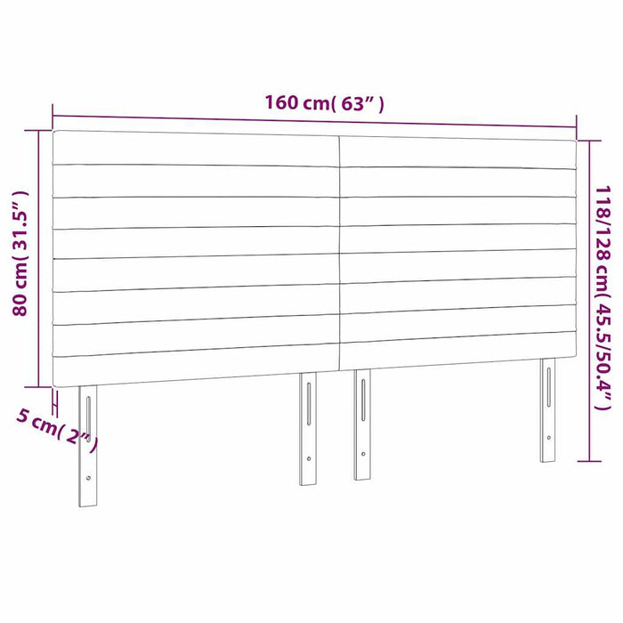 Tăblie de pat albastru închis 160x5x118/128 cm catifea WALTI