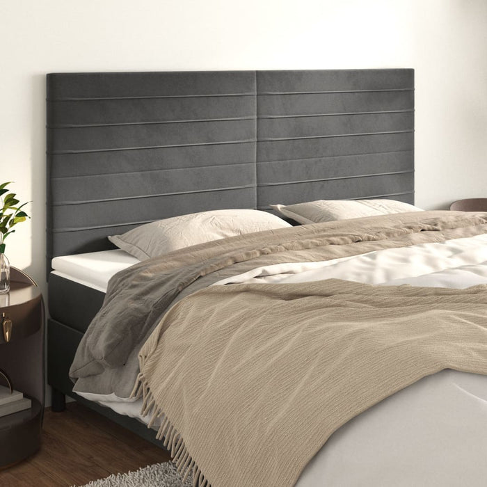 Tăblie de pat gri închis 200x5x118/128 cm catifea WALTI