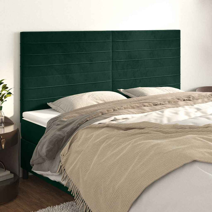 Tăblie de pat verde închis 200x5x118/128 cm catifea WALTI