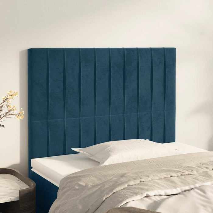 Tăblie de pat albastru închis 100x5x118/128 cm catifea WALTI