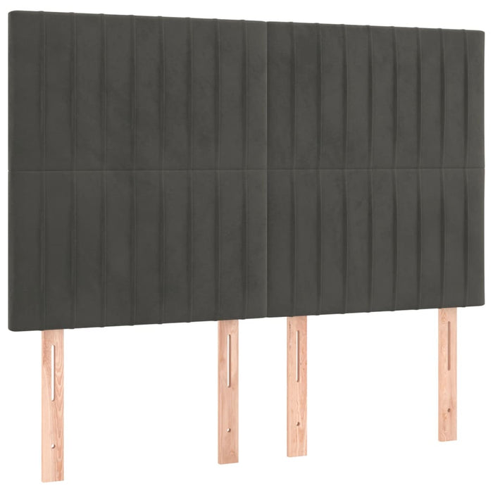 Tăblie de pat gri închis 144x5x118/128 cm catifea WALTI