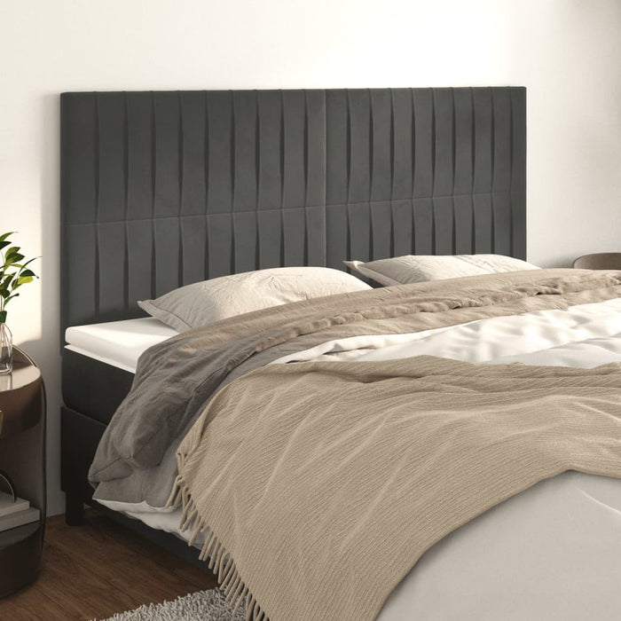 Tăblie de pat gri închis 160x5x118/128 cm catifea WALTI