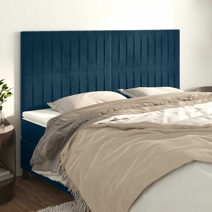 Tăblie de pat albastru închis 180x5x118/128 cm catifea WALTI