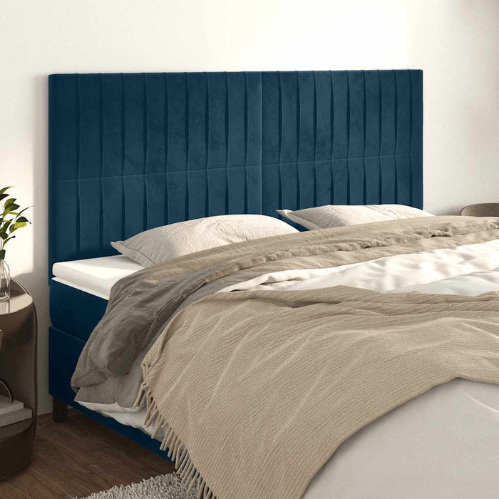 Tăblie de pat albastru închis 200x5x118/128 cm catifea WALTI