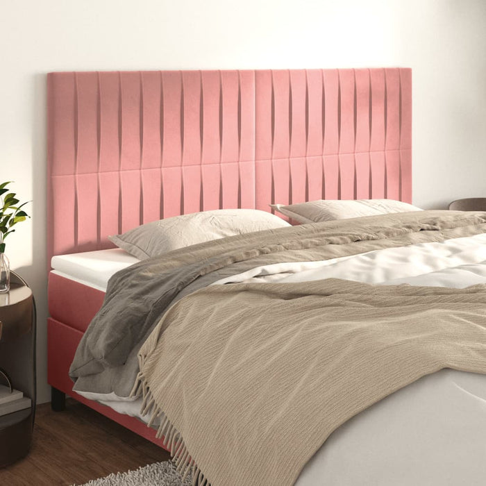 Tăblie de pat roz 200x5x118/128 cm catifea WALTI