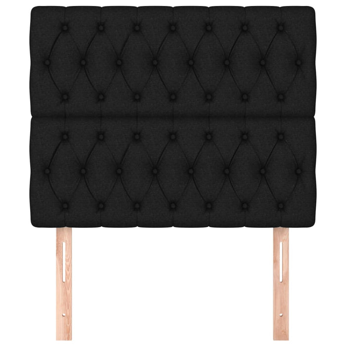 Tăblie de pat neagră 90x7x118/128 cm, material textil WALTI