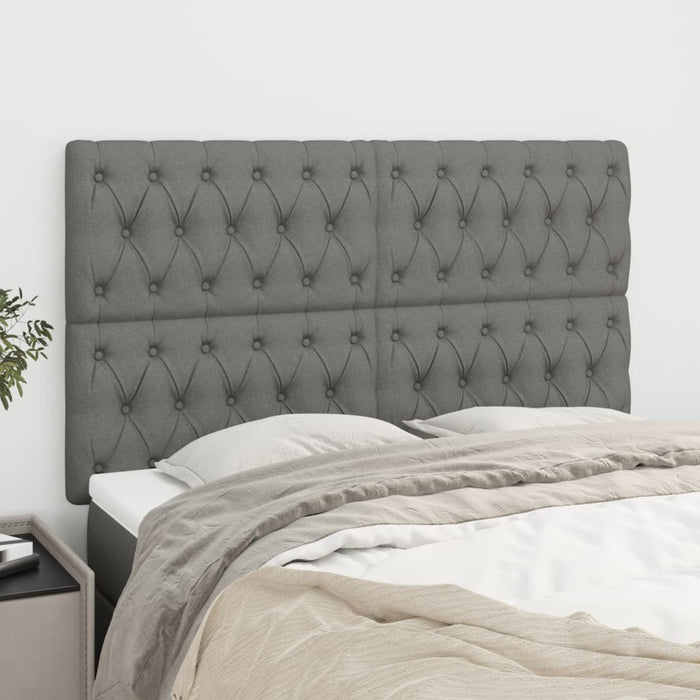 Tăblie de pat gri închis 144x7x118/128 cm, material textil WALTI