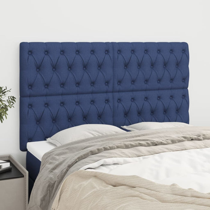 Tăblie de pat albastră 144x7x118/128 cm, material textil WALTI