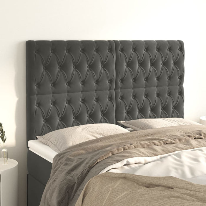 Tăblie de pat gri închis 144x7x118/128 cm catifea WALTI